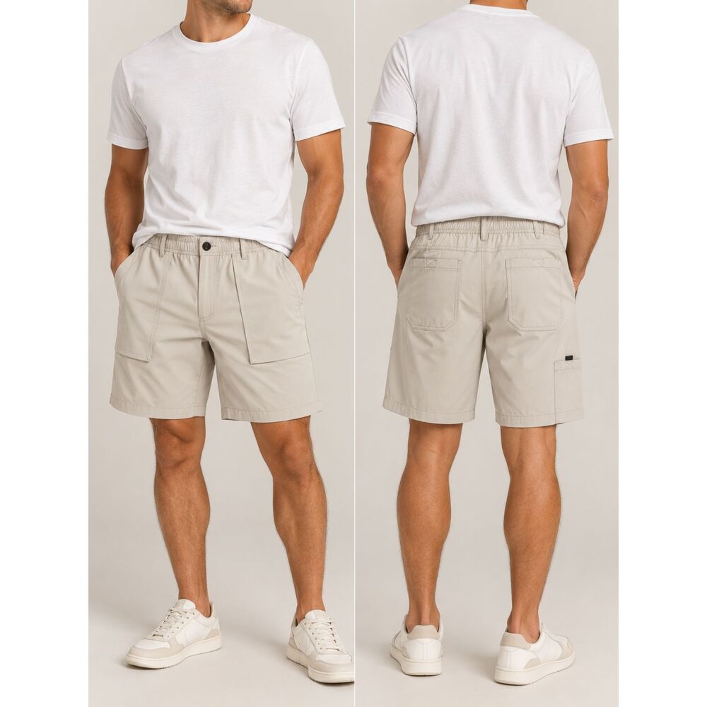 BALEAF Mens M Beige Hiking Utility Shorts Stretch Gorpcore Travel Outdoor